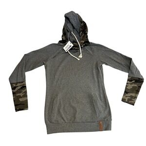 NEW Ampersand Avenue Gray Camo Trim Hoodie Tunic XS